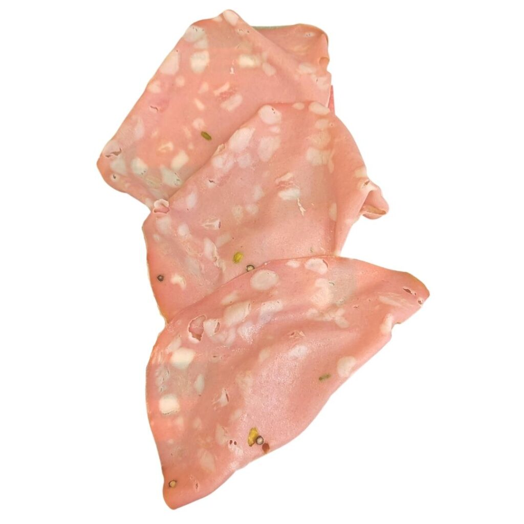 Mortadella Bologna IGP with pistachio, sliced Paciotti Salumeria Rome