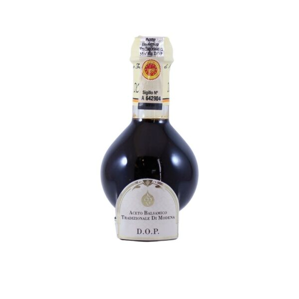Traditional Balsamic Vinegar of Modena DOP taken from barrels started for at least 12 years.